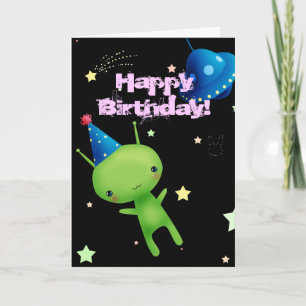 Happy Birthday Space Alien Card