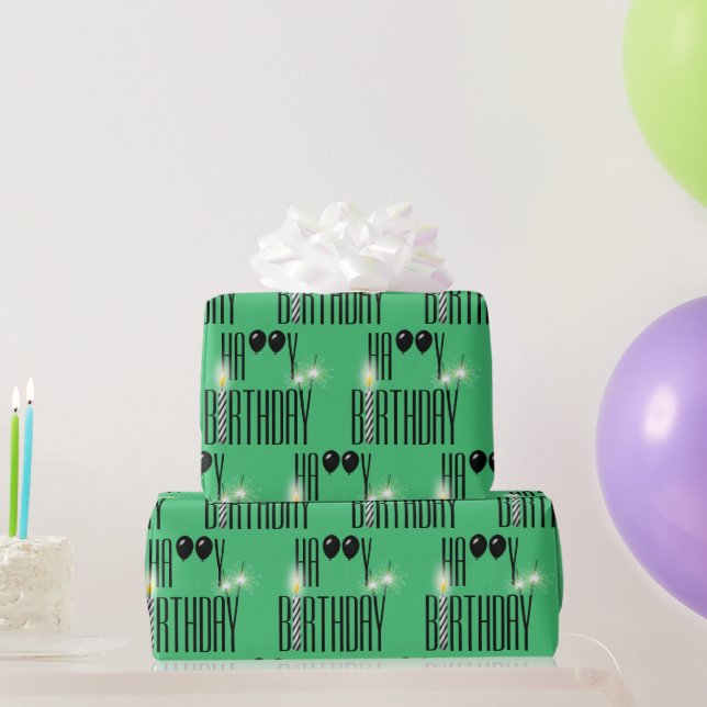 Happy Birthday Sparklers and Balloons Wrapping Paper (Party Gifts)