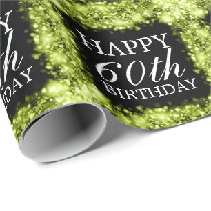 Happy Birthday Sparkling Lights Lime Wrapping Paper