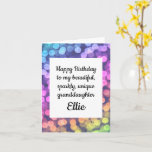 Happy Birthday Sparkly Granddaughter Card<br><div class="desc">Personalize this colourful birthday card with your granddaughter's name. For beautiful,  unique granddaughters who add a touch of sparkle to your life! Insides left blank for your own message - either typed or handwritten.</div>