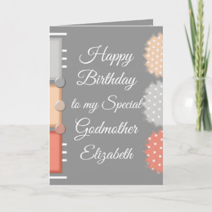 Happy Birthday special Godmother grey Card