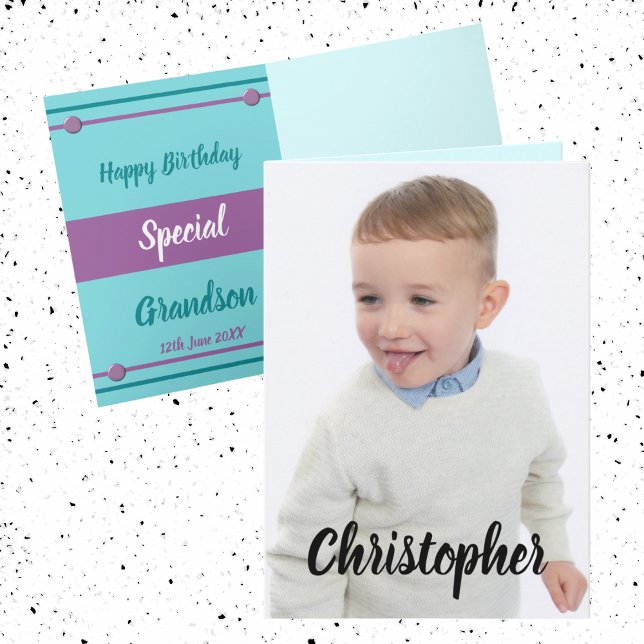 Happy Birthday special Grandson photo Card (Creator Uploaded)