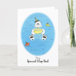 Happy Birthday Special Step Dad, Polar Bear, Cake Card
