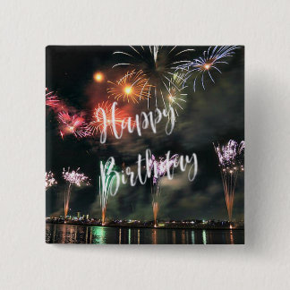 Happy Birthday! Spectacular Fireworks 2 Inch Square Button