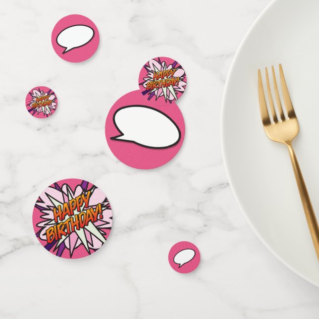 HAPPY BIRTHDAY Speech Bubble Fun Retro Comic Book Confetti (Group)