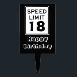 Happy Birthday Speed Limit 18 Sign - Cake Topper<br><div class="desc">This is a great Cake Topper for that special person in your life who is turning 18 years old.  This is a real Speed Limit Sign with 18 on it.  This will be fun on the birthday cake and will make a good conversation piece.  I hope you enjoy!
https://www.zazzle.com/store/artzdizigns</div>