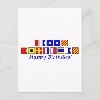 Happy Birthday spelled in nautical flag alphabet Postcard