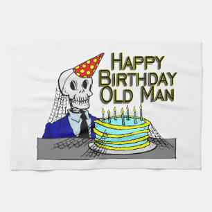 Happy Birthday Spider Web Old Man Kitchen Towel