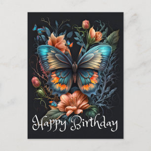 Happy Birthday Spring Beautiful Butterfly Collage Holiday Postcard