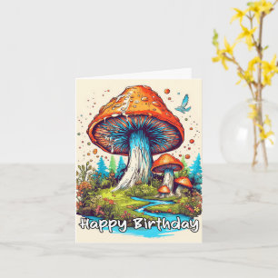 Happy Birthday Sprouting Forest Mushrooms Card