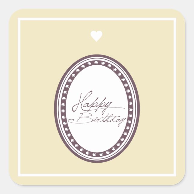 Happy Birthday Square Sticker (Front)