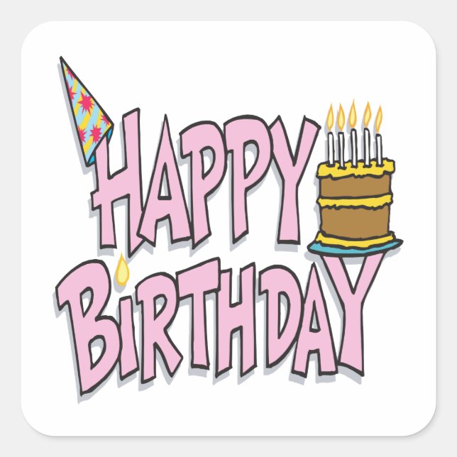 Happy Birthday Square Sticker (Front)