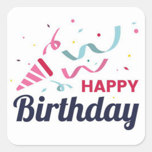 Happy Birthday Square Sticker