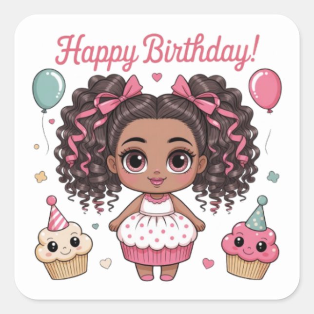 Happy Birthday  Square Sticker (Front)