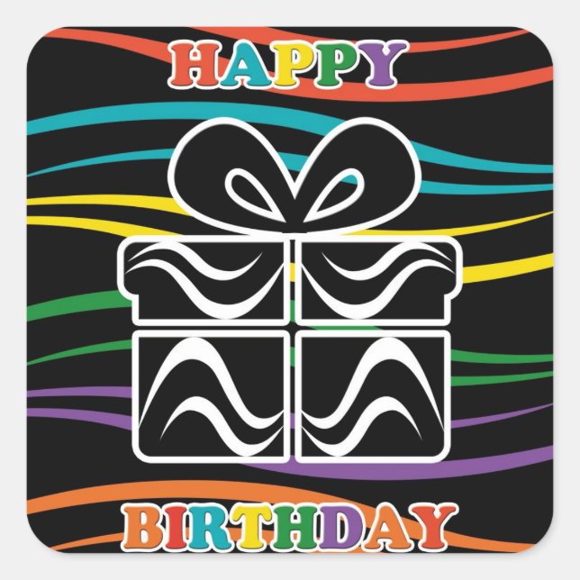 Happy Birthday Square Sticker (Front)