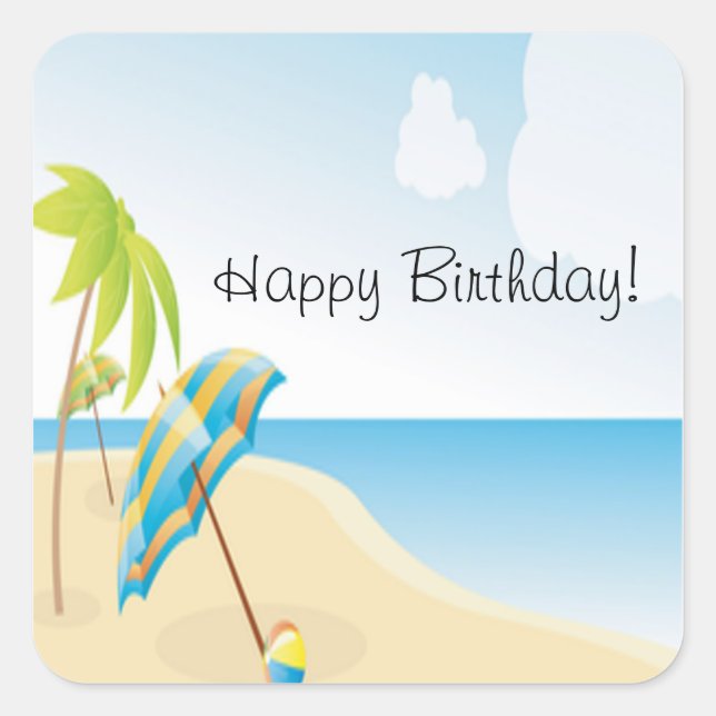 Happy Birthday Square Sticker (Front)