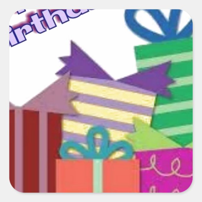 Happy birthday square sticker (Front)
