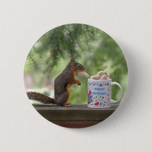 Happy Birthday Squirrel 2 Inch Round Button