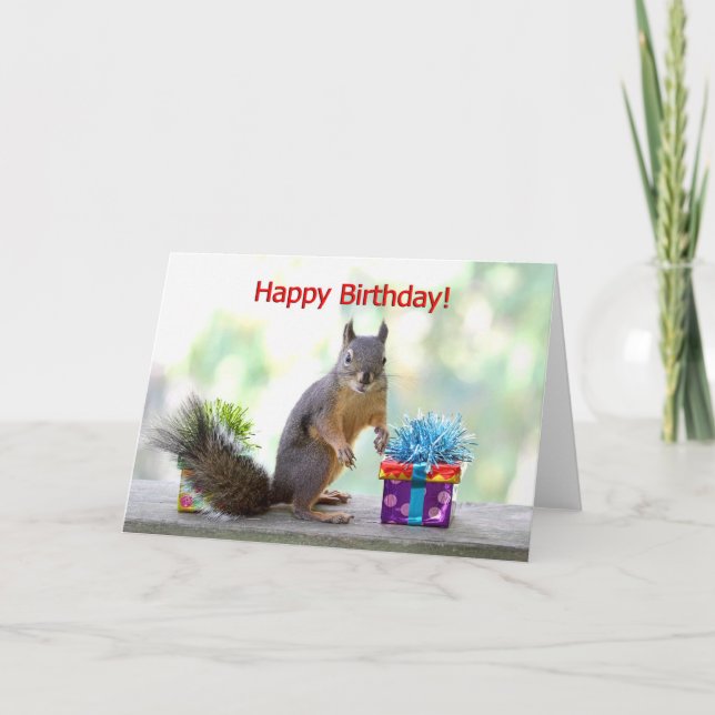 Happy Birthday Squirrel Card (Front)