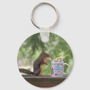 Happy Birthday Squirrel Keychain
