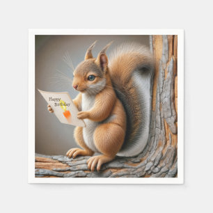 Happy Birthday Squirrel Napkin