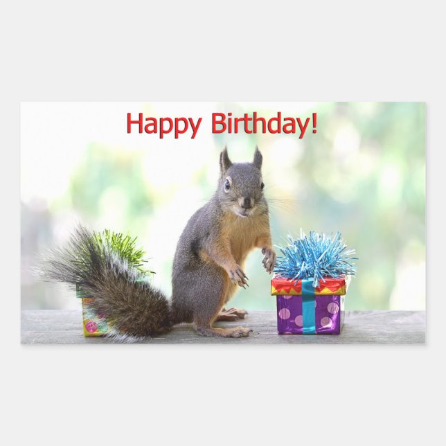 Happy Birthday Squirrel Sticker (Front)