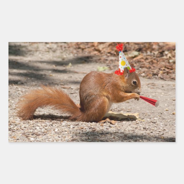 Happy Birthday Squirrel Sticker (Front)