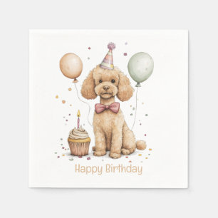 Happy Birthday Standard Poodle Dog Napkin