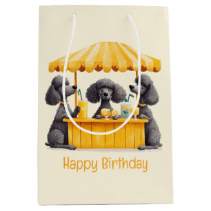 Happy Birthday Standard Poodle Dogs Lemonade Stand Medium Gift Bag