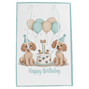 Happy Birthday Standard Poodle Dogs Medium Gift Bag