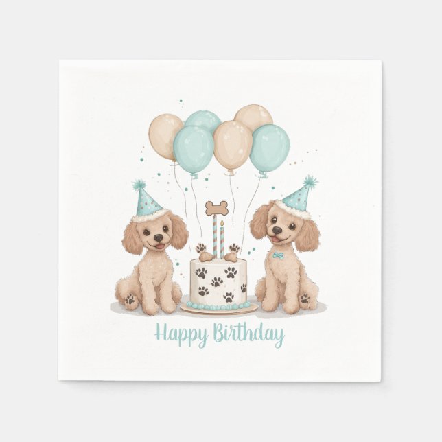 Happy Birthday Standard Poodle Dogs Napkin (Front)