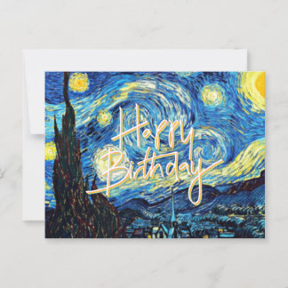 Happy Birthday, Starry Night fine art, Postcard