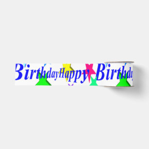 "HAPPY BIRTHDAY" STARS GROSGRAIN RIBBON
