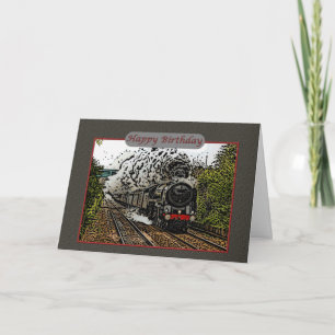 Happy Birthday Steam Engine Illustration Card