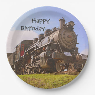 Happy Birthday Steam Train Paper Plate