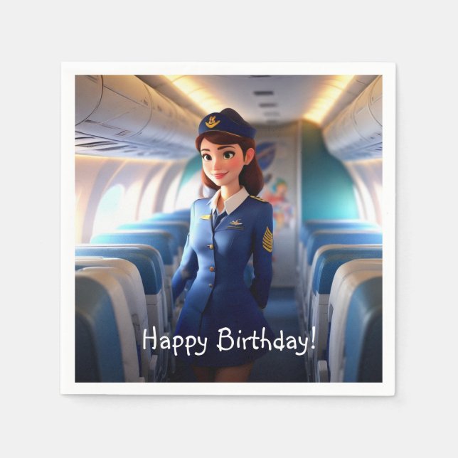 Happy Birthday Stewardess Napkin (Front)