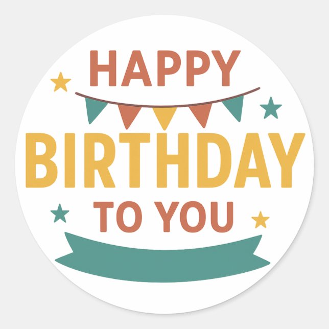 Happy Birthday Sticker – Colourful Custom Party Fa (Front)