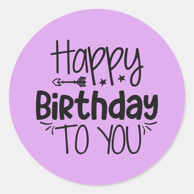  Happy Birthday Sticker on purple (Front)