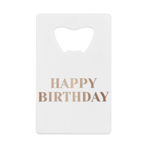 Happy birthday sticker typography in metallic credit card bottle opener
