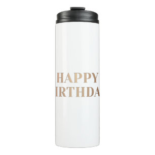 Happy birthday sticker typography in metallic thermal tumbler