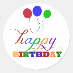Happy Birthday Stickers Colourful Balloons