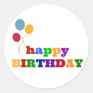 Happy Birthday Stickers Colourful Balloons