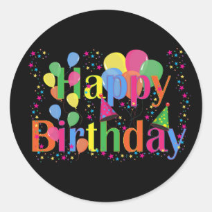 Happy Birthday Stickers Colourful Balloons