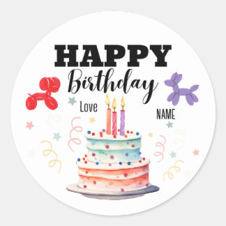 Happy Birthday Stickers, Round Shape Classic Round Sticker