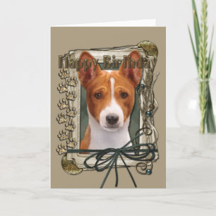 Happy Birthday - Stone Paws - Basenji Card