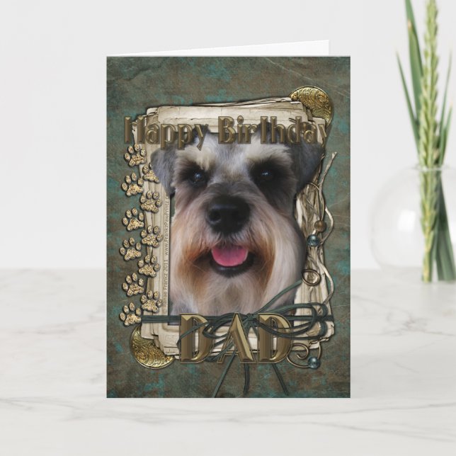Happy Birthday - Stone Paws - Schnauzer - Dad Card (Front)