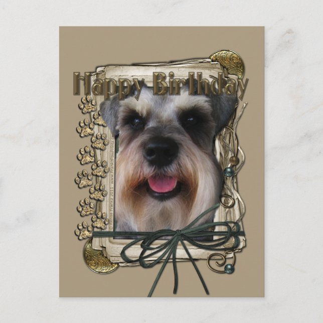 Happy Birthday - Stone Paws - Schnauzer Postcard (Front)