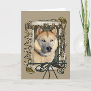 Happy Birthday - Stone Paws -Siberian Husky Copper Card