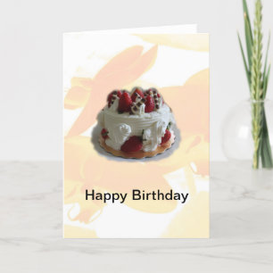 happy birthday strawberry, chocolate cake card