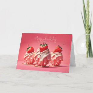 Happy Birthday Strawberry Cupcakes Card